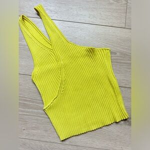 JONATHAN SIMKHAI Jenni Compact One Shoulder Rib Tank Cutout Yellow Womens XS NEW
